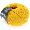 A ball of yellow yarn with a black label wrapped around it. Produktbild-Vorschau