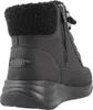 A close-up rear view of a black Skechers boot. Voir les images du produit