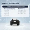 A graphic showing a printer and a list of compatible printer models. Produktbild-Vorschau