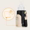 A baby bottle warmer with a power bank and car charger adapter shown in an illustrative diagram. Produktbild-Vorschau