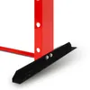 A close-up view of the base of a red hydraulic press with a black metal foot attached. Produktbild-Vorschau
