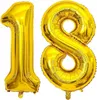 Ballons - Zum 18 Geburtstag - Goldfarbene Folienzahlen - Produktbild-Vorschau 1
