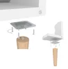 Exploded view of furniture legs and mounting plates, showing assembly. Produktbild-Vorschau