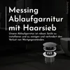 A bathroom sink drain assembly is shown with descriptive text and a brand logo. Produktbild-Vorschau
