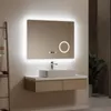 A modern bathroom vanity with a lighted mirror, sink, and faucet. Náhled obrázku produktu