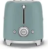 Front view of a teal and silver retro-style toaster with controls. Anteprima dell’immagine prodotto