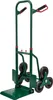A green stair-climbing hand truck with red accents and black wheels, shown from a three-quarter front angle against a white background. Produktbild-Vorschau