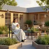 Outsunny Gartenbank 3-Sitzer Sitzbank Stahlbank Bank mit Produktbild-Vorschau 9