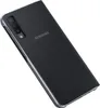A black Samsung booktype phone case for a Samsung Galaxy A7 (2018) is shown from a diagonal angle against a white background. Podgląd zdjęcia produktu
