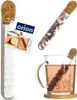 A product shot of a glass tea infuser with a cork stopper, shown both in and out of a mug of tea. Produktbild-Vorschau