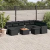 Design 10-tlg. Garten-Sofagarnitur mit Kissen Schwarz Poly Produktbild-Vorschau 1
