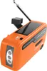 An orange emergency radio with a solar panel and antenna is shown against a white background. Voir les images du produit
