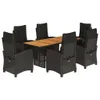 7-tlg. Garten-Essgruppe mit Kissen Schwarz Poly Rattan Produktbild-Vorschau 1