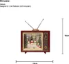 A decorative retro television with a Christmas scene inside, showing snowmen and trees. Dimensions are indicated. Podgląd zdjęcia produktu