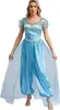 A woman is modeling a blue princess costume. Produktbild-Vorschau