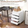 HOMCOM Caisson de bureau rangement bureau sur roulettes 4 Voir les images du produit 3