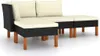 A modular outdoor lounge set with black rattan base and cream cushions, shown on a white background. Náhľad obrázku produktu