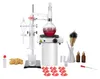 A laboratory distillation setup with various accessories, including a heating plate, flasks, condensers, and collection bottles. Produktbild-Vorschau
