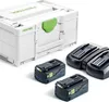 A white storage case and two battery packs are shown against a white background. Produktbild-Vorschau