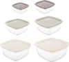 A collection of clear plastic food storage containers with lids, arranged in a grid. Náhled obrázku produktu