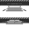 Diagrams showing the placement and dimensions of a product, likely an LED module, within a fixture. Náhľad obrázku produktu