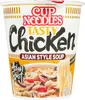 A product shot of a cup of instant chicken flavored noodles. Náhled obrázku produktu