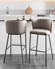 BELIANI Barstuhl 2er Set Taupe Stoffbezug und Metall mit Produktbild-Vorschau 2