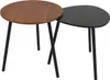 Two nesting tables, one round and one oval, with black metal legs. Produktbild-Vorschau