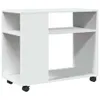 A white side table with wheels and shelves. Podgląd zdjęcia produktu