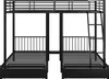 A black metal bunk bed with two lower beds and a ladder. Anteprima dell’immagine prodotto
