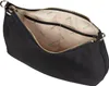 An open black hobo shoulder bag with a gold zipper and a light-colored interior lining with repeated brand logos. Produktbild-Vorschau
