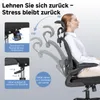 An ergonomic office chair with various adjustment options demonstrated through graphics and text. Produktbild-Vorschau
