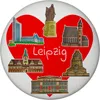 Leipziger Wahrzeichen Comic Souvenir Magnet mit Herz Produktbild-Vorschau 1