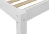 A close-up view of the corner of a white wooden bed frame with wooden slats visible. Produktbild-Vorschau