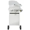 Side view of a silver and gray gas grill on a white background. Produktbild-Vorschau