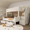 A white bunk bed with stairs and drawers in a child's bedroom. Náhled obrázku produktu