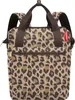 A close-up front view of a leopard print backpack. Podgląd zdjęcia produktu