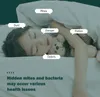 A child sleeping in bed with a teddy bear, with labels pointing to potential allergens. Náhled obrázku produktu