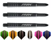 A set of three dart shafts and six dart flights in various colors. Produktbild-Vorschau