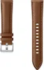 A brown leather watch band with a silver buckle, shown in two pieces against a white background. Náhľad obrázku produktu
