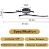 A diagram showing the dimensions and specifications of a modern black LED ceiling lamp. Voir les images du produit