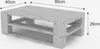 A 3D rendering of a white wooden coffee table with two shelves, showing its dimensions. Produktbild-Vorschau