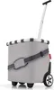 A grey shopping trolley with a telescopic handle and wheels, shown against a white background. Produktbild-Vorschau