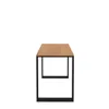 A product shot of a table with a wooden top and black metal legs, isolated on a white background. Voir les images du produit