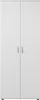 A white wardrobe with two doors and silver handles. Voir les images du produit