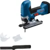 A Bosch cordless jigsaw and its accessories are displayed against a white background. Produktbild-Vorschau