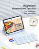 A tablet with a keyboard and a clock on a desk. Produktbild-Vorschau