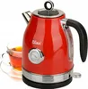 A red electric kettle with a thermometer and a glass cup of tea beside it. Podgląd zdjęcia produktu