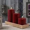 LED Stumpenkerze MIA - Echtwachs - realistische 3D Flamme - H: 15cm - D: 10cm - bordeauxrot Produktbild-Vorschau
