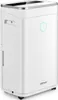 A white dehumidifier with a blue circular indicator light on a white background. Produktbild-Vorschau